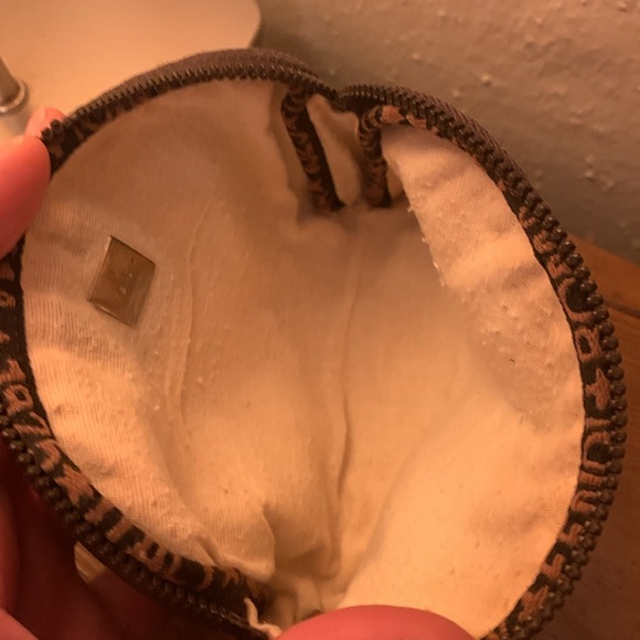 FENDI ZUCCA CANVAS POUCH BLACK GOLD BROWN - Picture 9 of 9